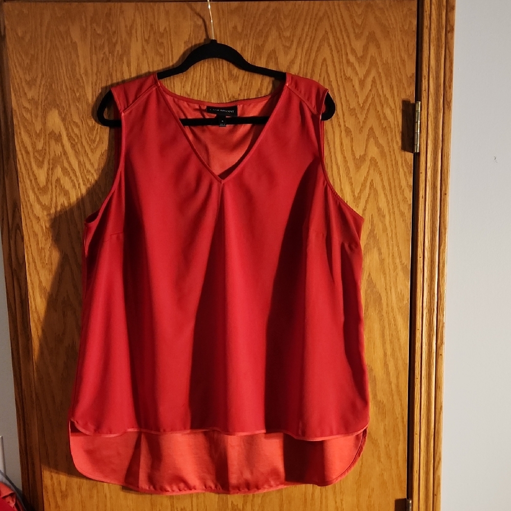 Lane Bryant Vivid Red Sleeveless Blouse, Size 18